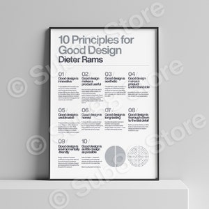 Poster 10 Principles for a good Design, Dieter Rams, White, Braun, Helvetica, Typographic, Quote, Modern Art, Wall Ar, Industrial Design