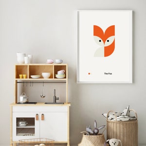 Nursery Poster The Fox Bauhaus for Kids Child Room Decor Cute Animal Minimalist Design Print image 5