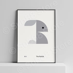 Nursery Poster | The Rabbit | Bauhaus for Kids | Child Room Decor | Cute Animal Minimalist Design Print