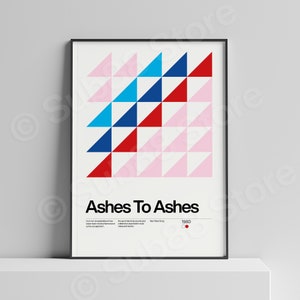 Ashes To Ashes Lyrics Print: 80s New Wave Music Poster