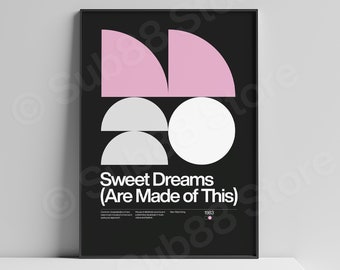 Sweet Dreams (Are Made of This) Inspired Lyrics Print | Music Print | Unframed Indie Music Art | Concert Poster | Gig Poster