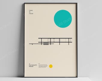 Farnsworth House Poster, Mies van der Rohe Print, Modernist Architecture Wall Art, Architect Gift