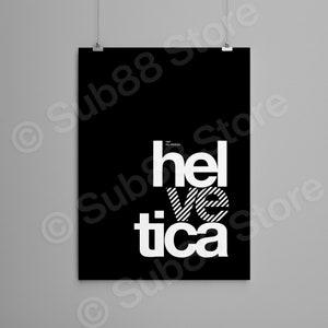 Helvetica, hel ve tica, Typographic, Black Design matte paper Poster