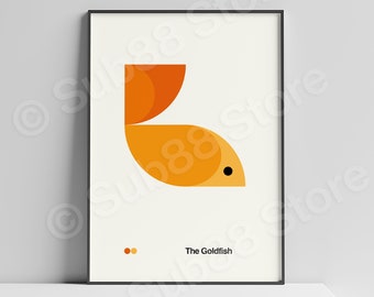 Goldfish Nursery Print: Bauhaus Geometric Art for Kids