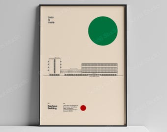 Bauhaus Building Poster: Walter Gropius Architecture, Dessau Design