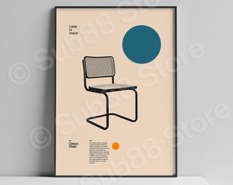 Marcel Breuer Cesca Chair B32 Graphic Poster, Minimal Bauhaus Design
