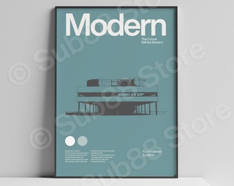 Modern Poster Modernism Minimal Graphic Architecture Bauhaus Villa Savoye Le Corbusier