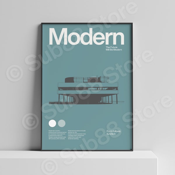 Modern Poster Modernism Minimal Graphic Architecture Bauhaus Villa Savoye Le Corbusier