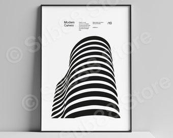 Modern Curves 13, Modern Architecture Design Poster, minimalist interior wall decor, Modern Art, Print, Typographic, Helvetica Neue