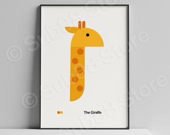 Giraffe Nursery Poster: Bauhaus Style Kids Room Decor