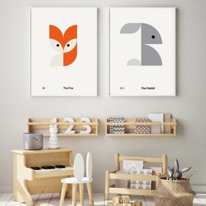 Nursery Poster The Fox Bauhaus for Kids Child Room Decor Cute Animal Minimalist Design Print image 6