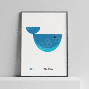 The Whale - Nursery Poster Print - Bauhaus for Kids - Nursery Decor, minimalist Nursery Prints, Nursery Print, geometric Print, Kids Prints