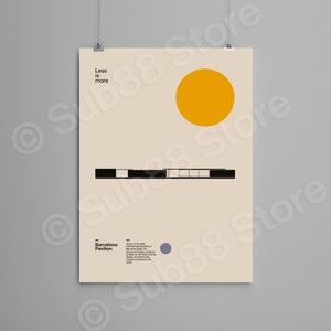 Poster Barcelona Pavilion, Ludwig Mies van der Rohe, Minimal Architecture Bauhaus Design