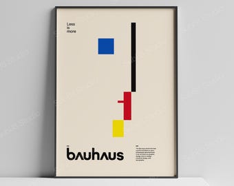 Bauhaus Logo Poster, Less Is More Print, Bauhaus Exhibition Art, Minimalist Wall Art, Architect Gift