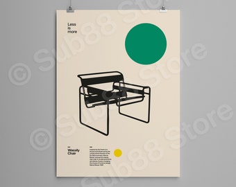 Poster Wassily Chair, Marcel Breuer, Minimal Furniture Bauhaus Design - Architecture / Designer Gift