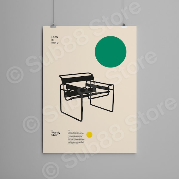 Poster Wassily Chair, Marcel Breuer, Minimal Furniture Bauhaus Design - Architecture / Designer Gift