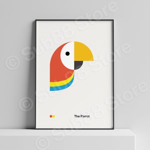 The Parrot - Nursery Poster Print - Bauhaus for Kids - Nursery Decor, minimalist Nursery Prints, Nursery Print, geometric Print, Kids Prints