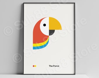 Parrot Nursery Print: Bauhaus Geometric Art for Kids