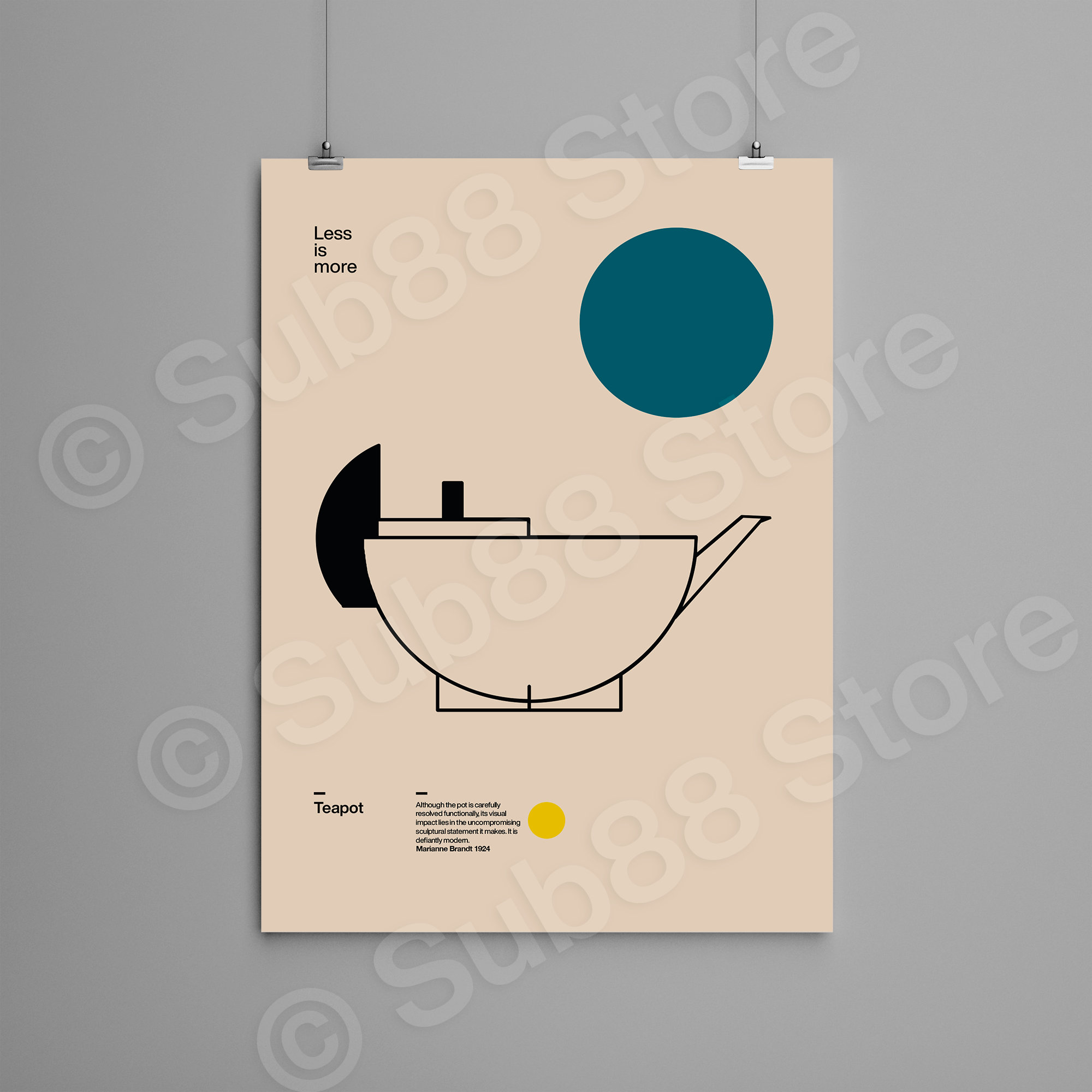 Poster Teapot, Marianne Brandt, Mid Century Modern Art Print