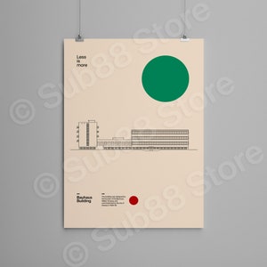 Poster Bauhaus Building Walter Gropius 1926, Minimal Architecture Dessau Bauhaus Design wall art, Architect Gift image 1