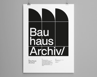 Bauhaus Archiv Helvetica Typographic Poster digital print, minimalist modern wall art,