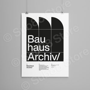 Bauhaus Archiv Helvetica Typographic Poster digital print, minimalist modern wall art,