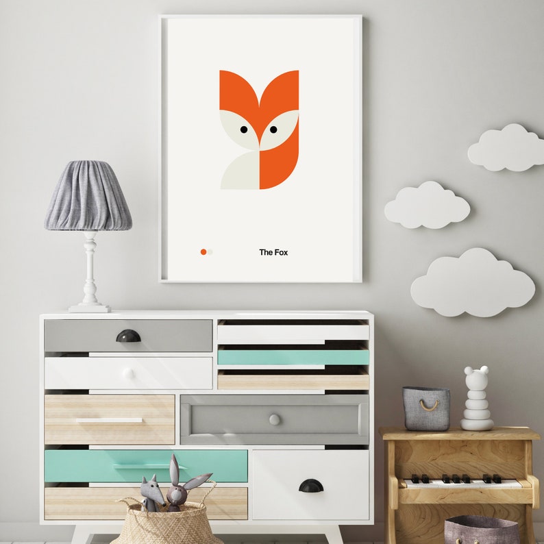 Nursery Poster The Fox Bauhaus for Kids Child Room Decor Cute Animal Minimalist Design Print image 4