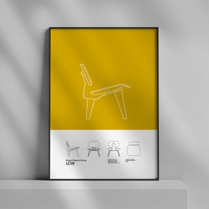 LCW Chair Poster | Mid-Century Print | Minimal Design | Charles and Ray Eames