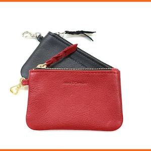 Llavero de cuero, Monedero de cuero personalizado, Monedero con cremallera, Ideas para regalos de Navidad, Regalo personalizado