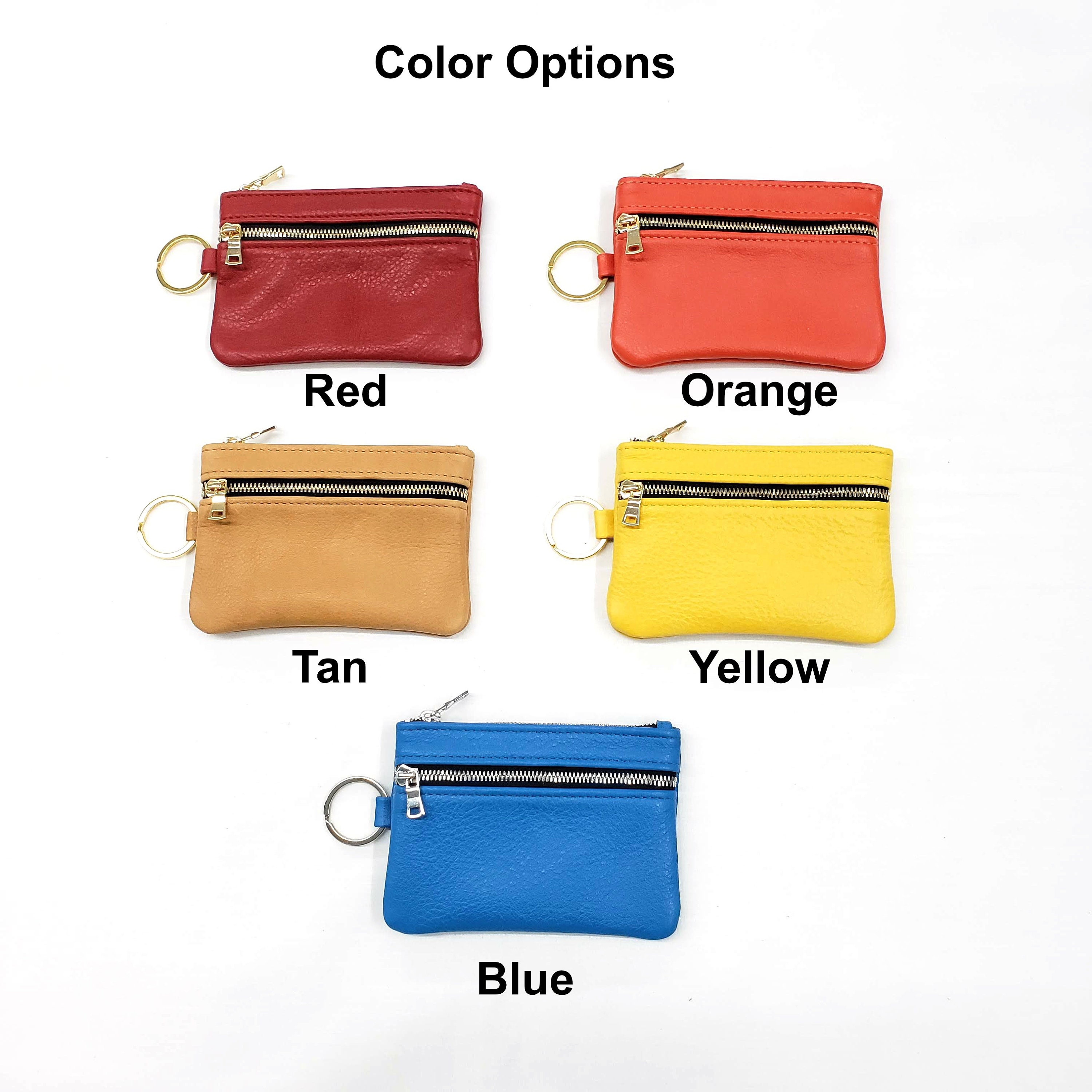 Double Zip Keychain Pouch Leather Keychain Wallet Pouch Etsy