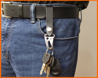 Handmade Leather Belt Loop Keychain, Heavy Duty Snap Hook