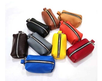 Leather Keychain Coin Purse, Lip Balm Pouch, Handmade in USA