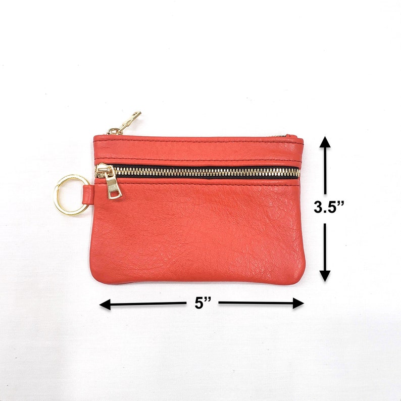 Double Zip Keychain Pouch Leather Keychain Wallet Pouch Etsy