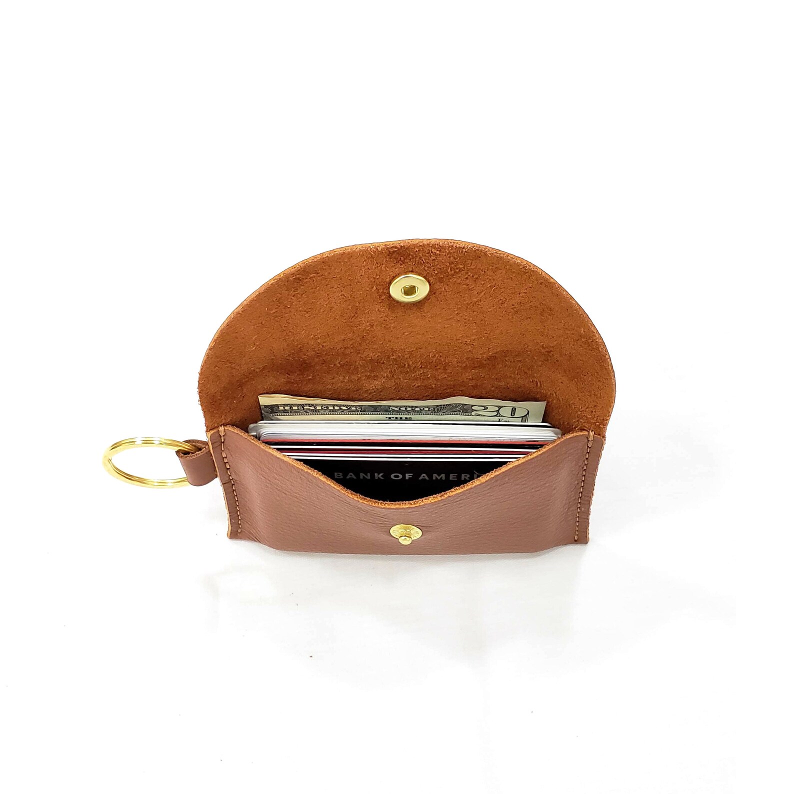 Leather Keychain Wallet Card Wallet Credit Card Purse Brown Etsy