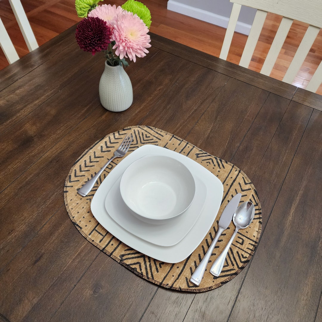 Oval Mudcloth Placemat Mudcloth Print Placemat Oval Shape Etsy