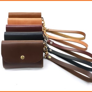 Cartera de cuero para mujer, cartera expandible, cartera mediana, cartera con correa, idea de regalo para mujer, ideas de regalo de cumpleaños, cartera de cuero