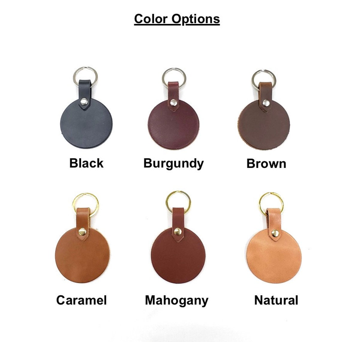 Leather Keychain Personalize keychain Round leather Etsy