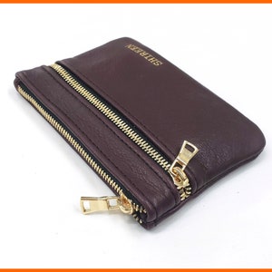 Bolsa de cuero, bolsa pequeña, bolsa con cremallera, billetera con cremallera, tarjetero con cremallera, ideas de regalo para mujeres, personalizar la bolsa, ideas de regalo