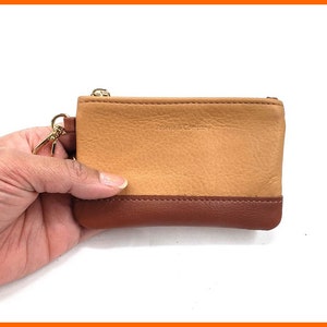 Leder Schlüsselanhänger Beutel, zweifarbiger Lederbeutel, Leder Münzbeutel, Leder Geldbörse, Schlüsselanhänger Geldbörse, kleiner Beutel