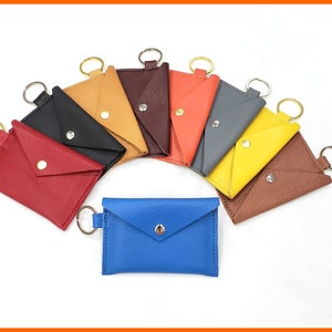 Cartera de cuero para tarjetas, Cartera con llavero, Cartera para tarjetas y efectivo, Tarjetero de cuero, Cartera personalizada, Ideas de regalo