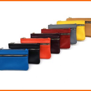 Estuche de cuero, Estuche llavero, Estuche con doble cremallera, Monedero, Estuche pequeño, Regalo personalizado, Ideas de regalo para mujer, Monedero