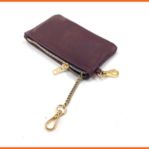 Leather Pouch with Long Chain, Pouch with Inside Chain, Pouch with Key Chain, Keychain Pouch, Small Key Chain Purse,  Leather Chain Pouch