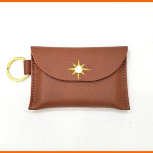 Leather Keychain Wallet, Card Wallet, Credit Card Purse, Brown Key Wallet, Small Card Holder, Personalize Gift, Card Wallet with Key Ring