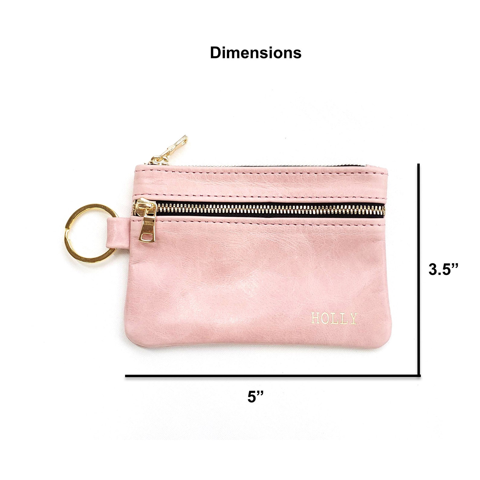 Pink Leather Key Pouch Keychain Pouch Pink Pouch Zippered Etsy