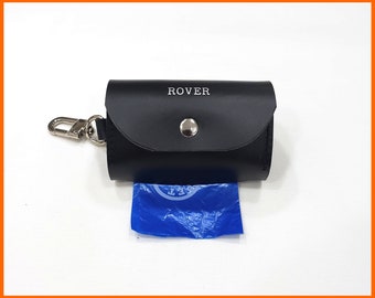 Personalized Leather Dog Waste Bag Dispenser, Full Grain Leather
