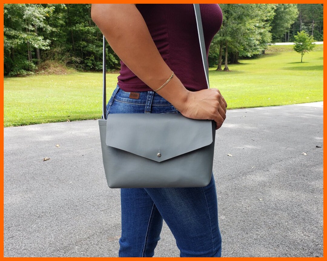 Gray Leather Crossbody Bag Leather Purse Gray Leather Bag Etsy
