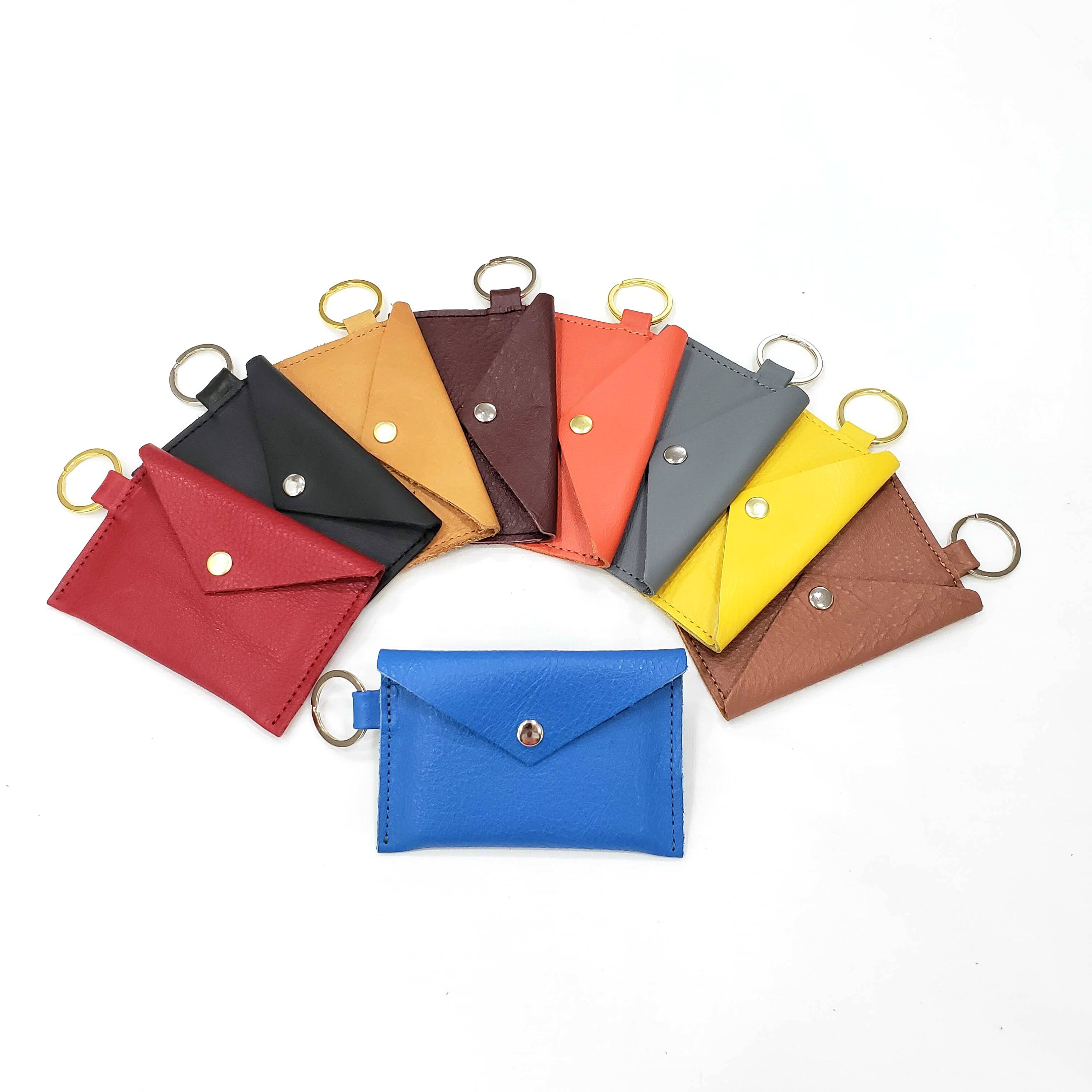 Personalized Leather Keychain Wallet Keychain Card Holder Etsy