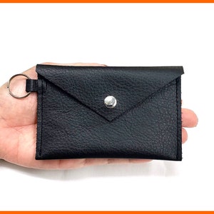 Cartera de cuero con llavero, tarjetero con llavero, sobre, billetera de cuero, billetera pequeña, tarjetero de cuero, ideas para regalos de Navidad