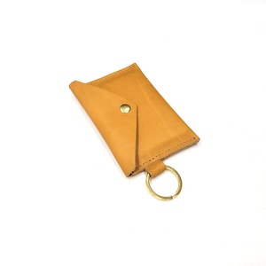 Cartera de cuero con sobre para tarjetas, llavero, tarjetero de cuero, tarjetero y monedero, regalo personalizado, llavero de cuero
