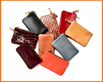 Full Grain Leather Coin Pouch, Keychain, Handmade